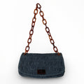 Prada Blue Denim Gaufre Shoulder Bag