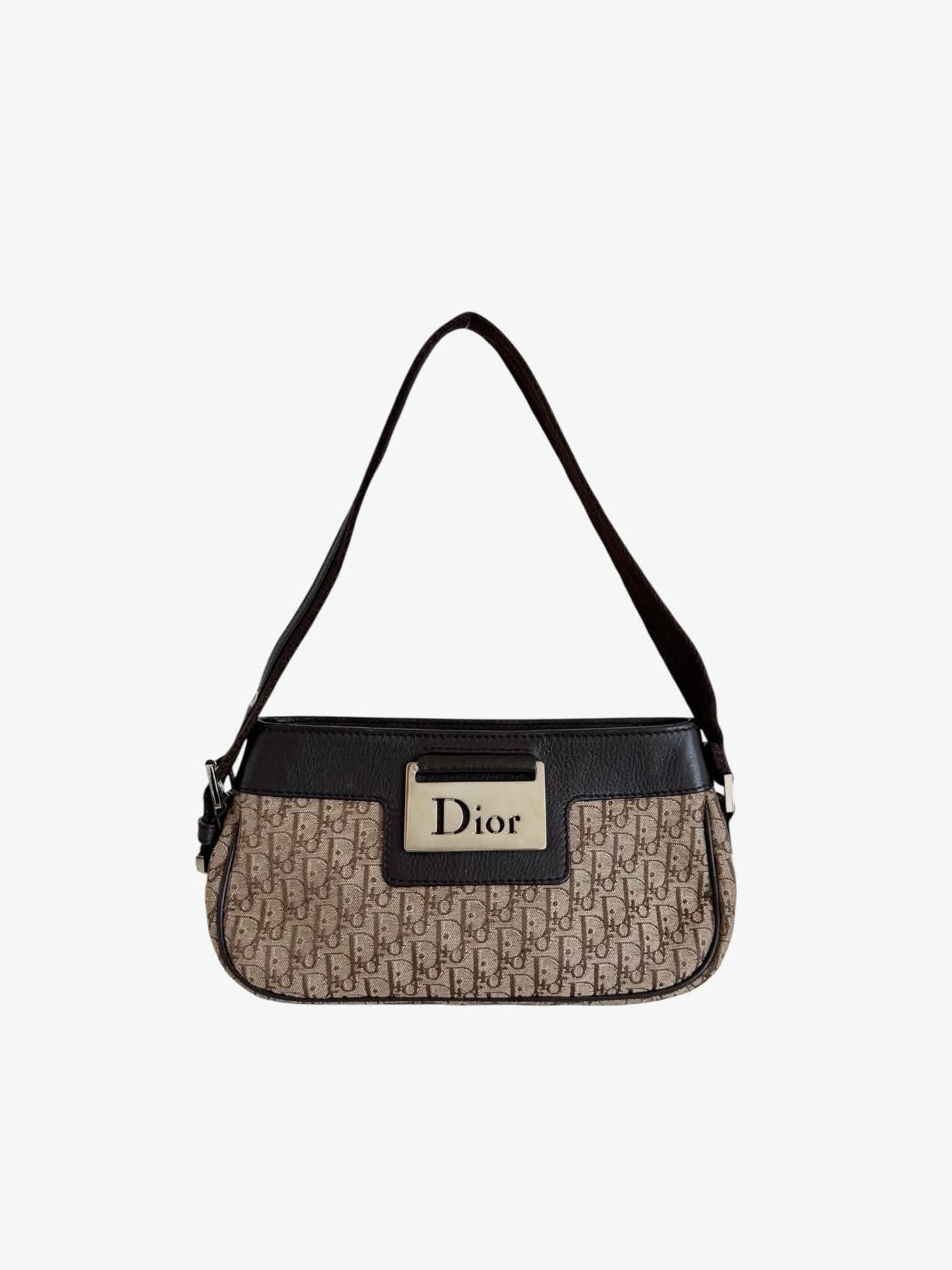 Christian Dior Trotter Street Chic Canvas & Leather Shoulder Bag