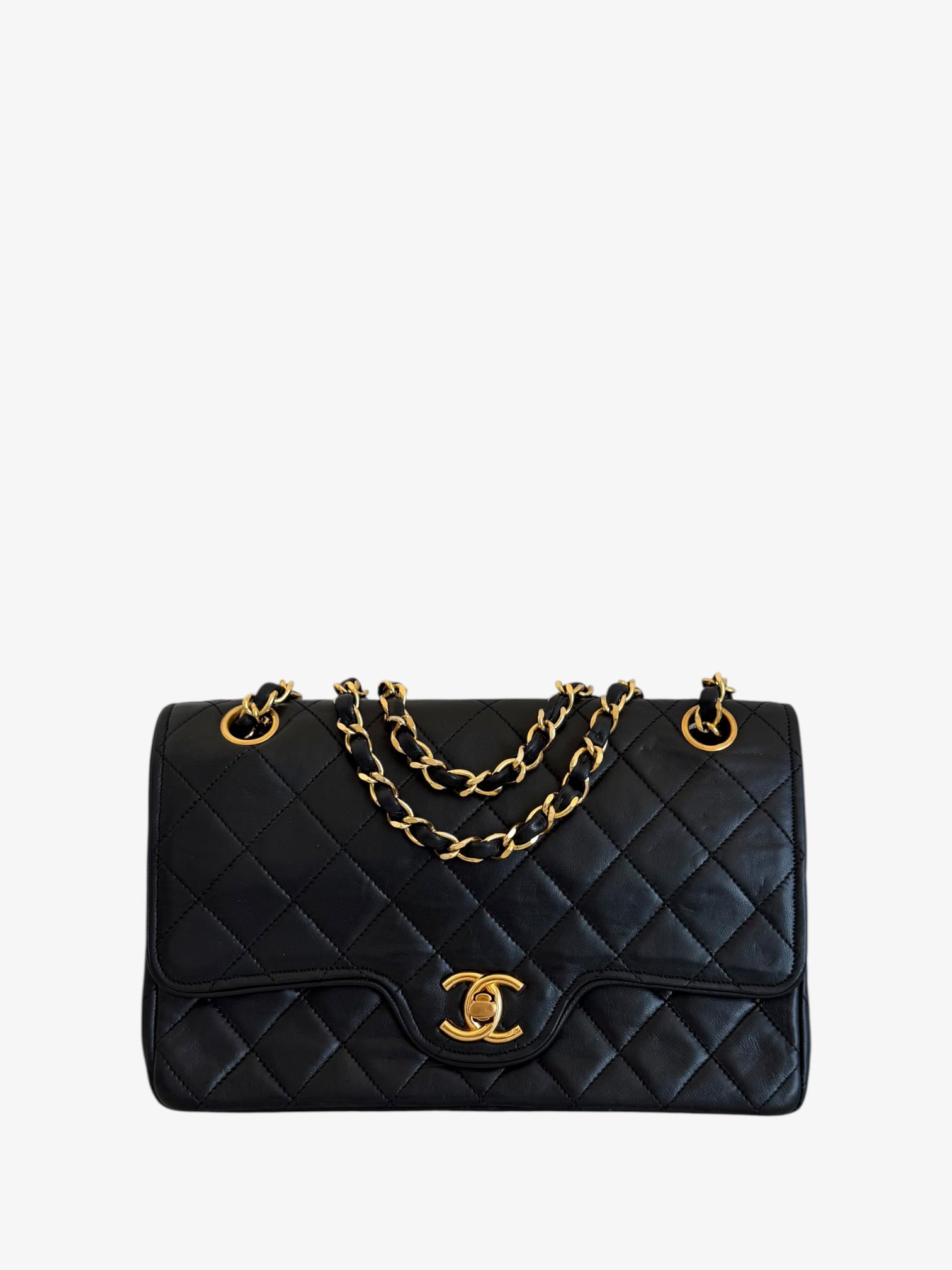 Chanel Matelassé Lambskin Double Flap Small Chain Shoulder Bag - 24 GPHW