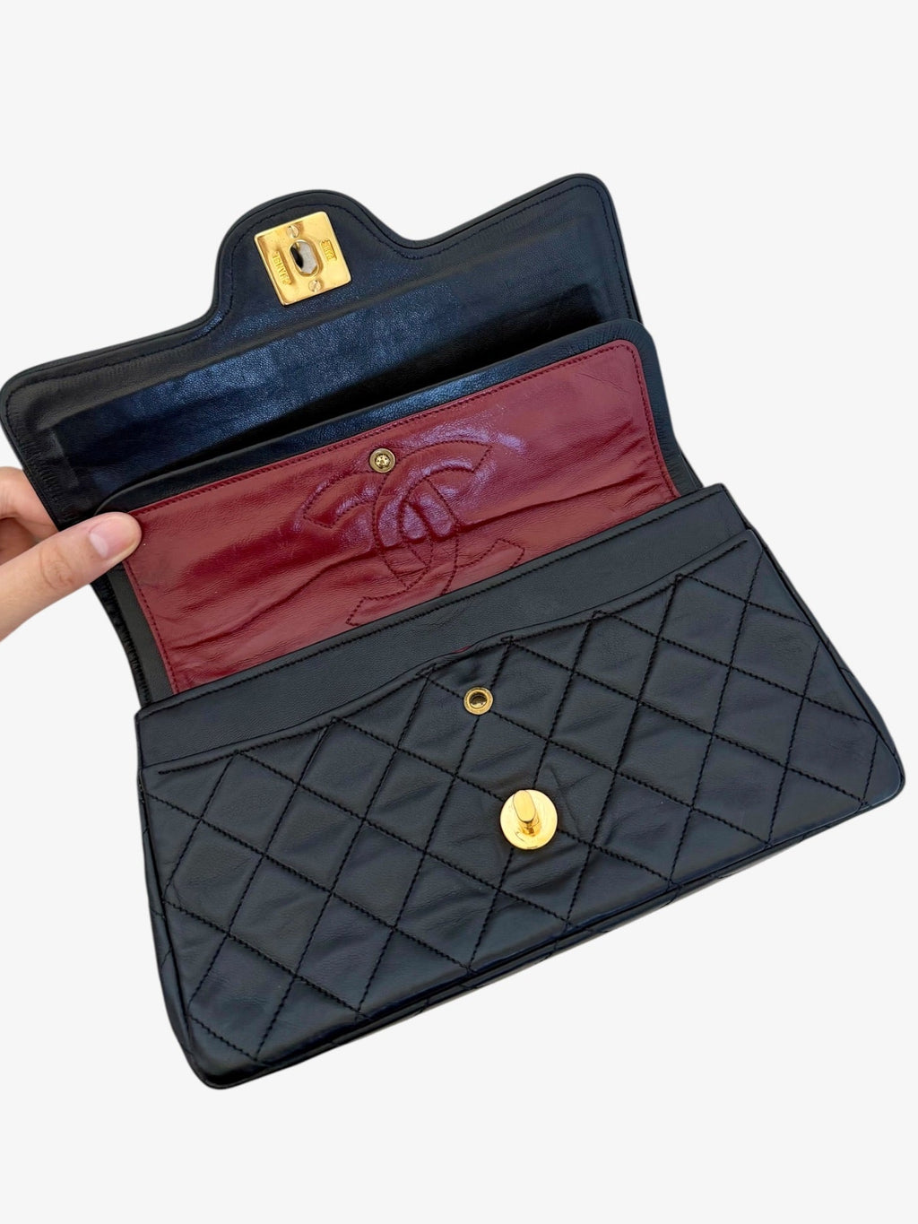 Chanel Matelassé Lambskin Double Flap Small Chain Shoulder Bag - 24 GPHW