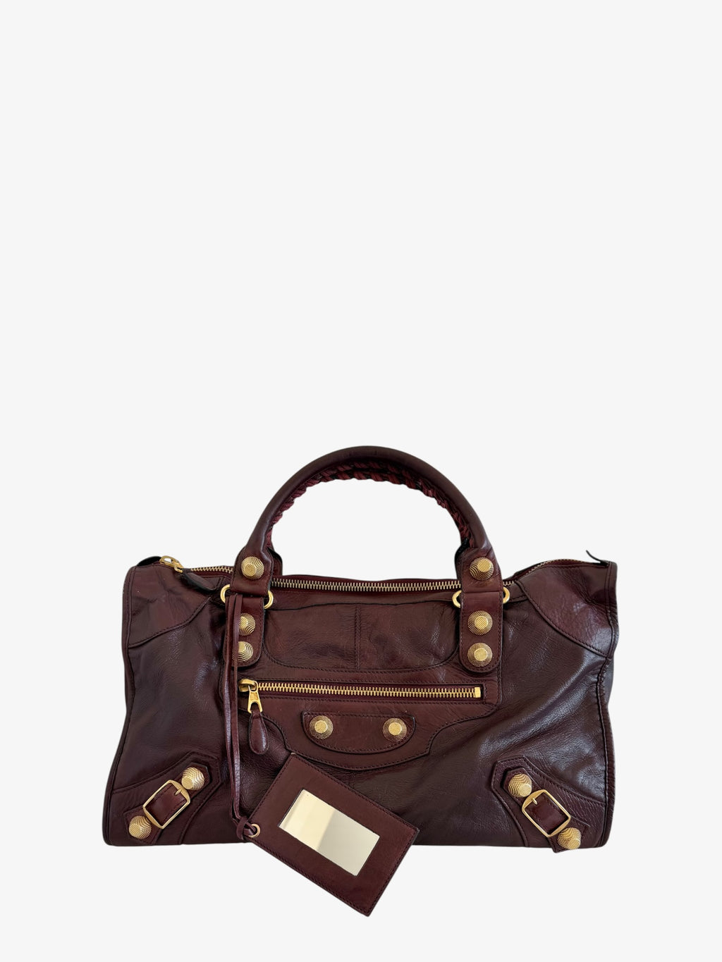 Balenciaga Giant Work Leather Tote Bag Bordeaux