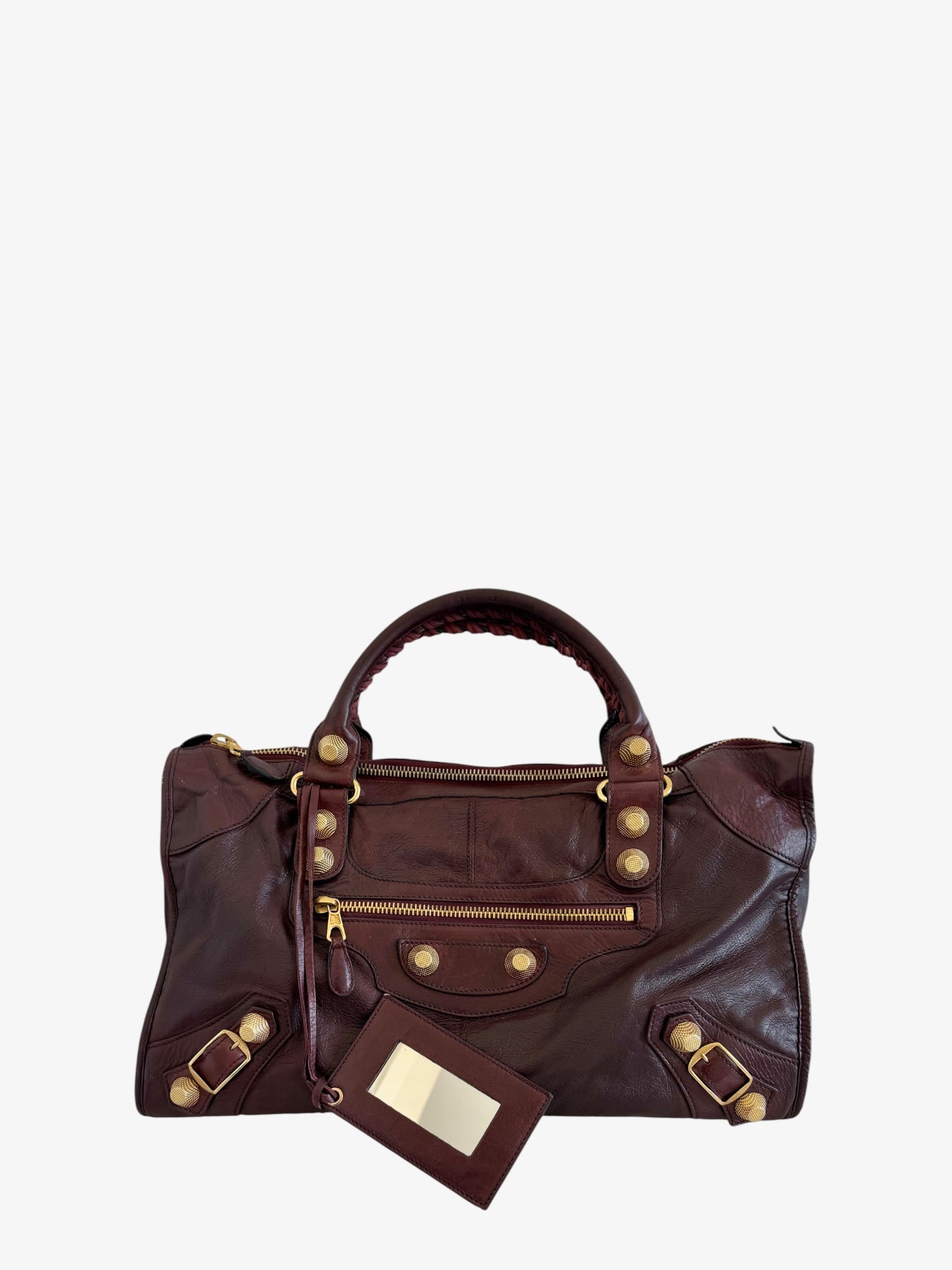 Balenciaga Giant Work Leather Tote Bag Bordeaux