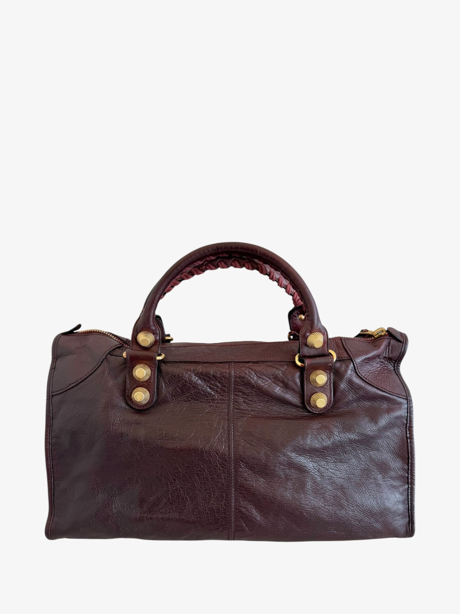 Balenciaga Giant Work Leather Tote Bag Bordeaux