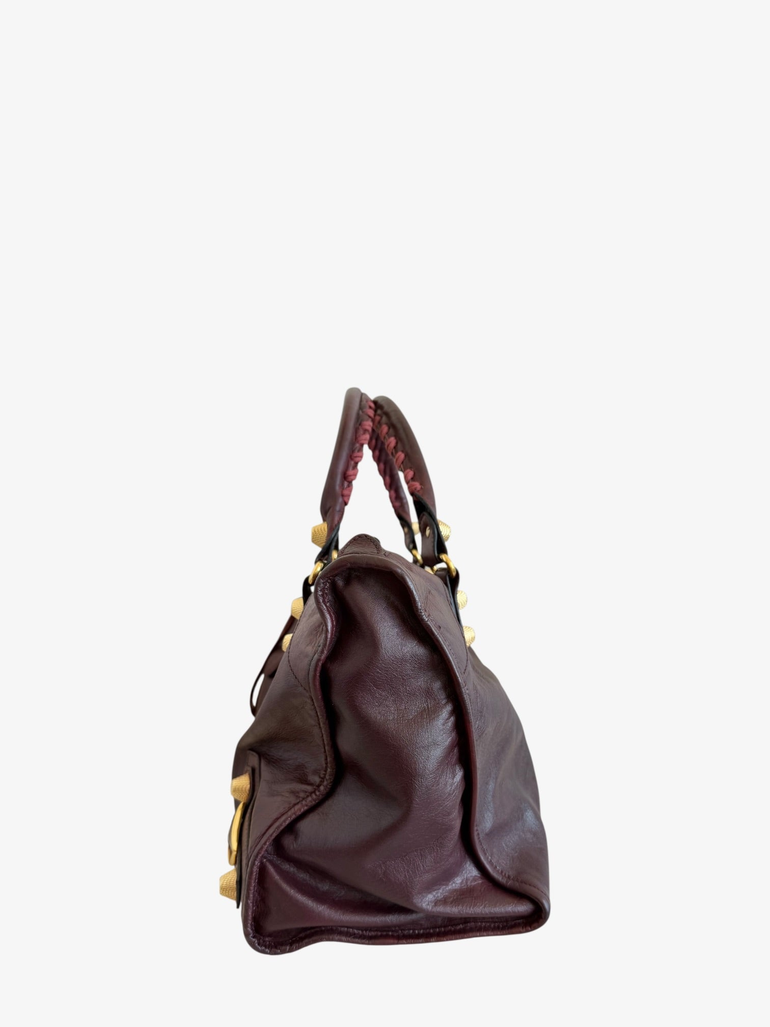 Balenciaga Giant Work Leather Tote Bag Bordeaux