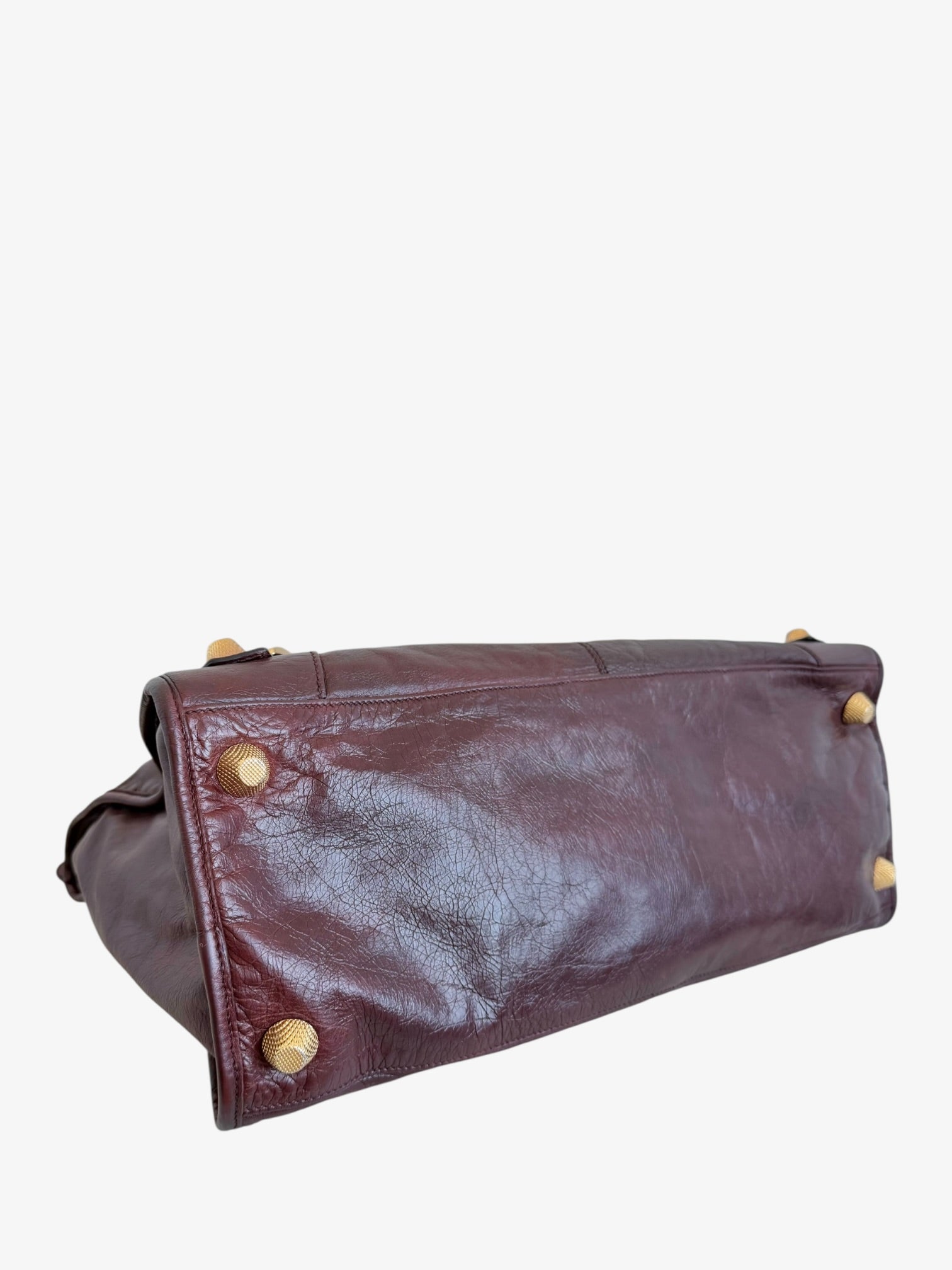Balenciaga Giant Work Leather Tote Bag Bordeaux