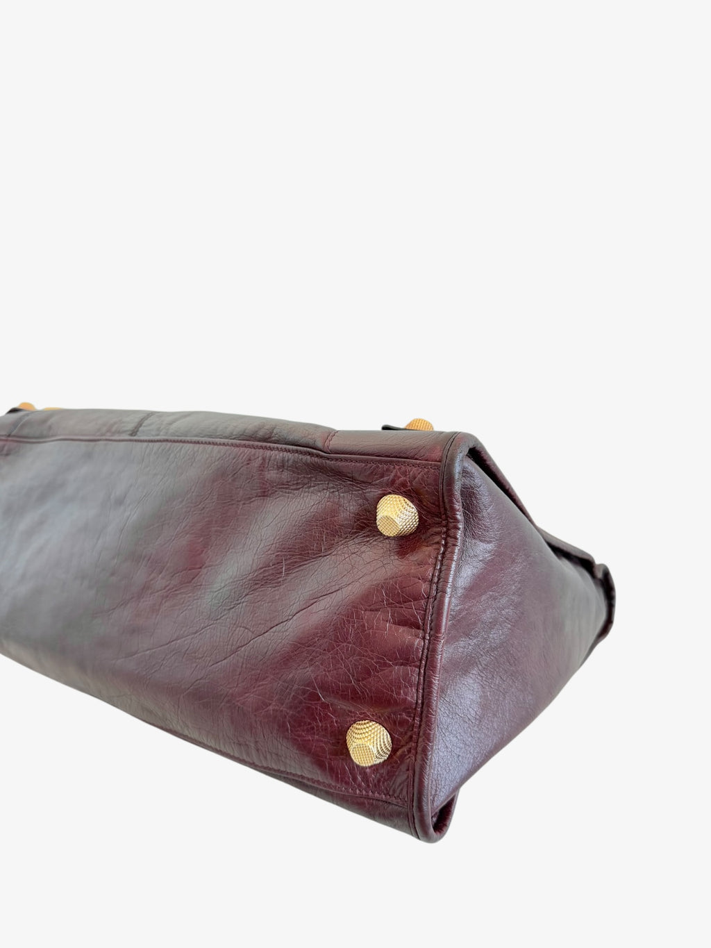Balenciaga Giant Work Leather Tote Bag Bordeaux
