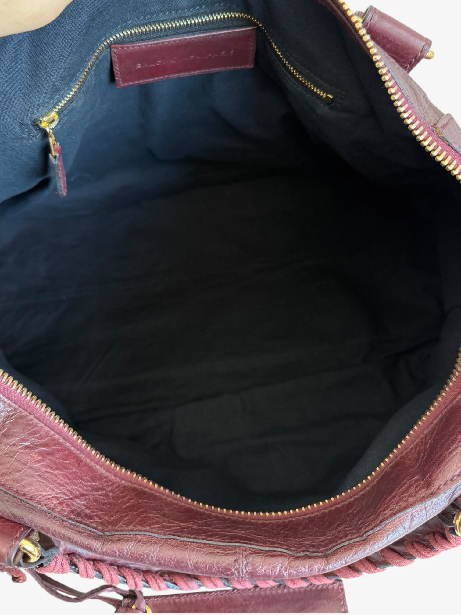 Balenciaga Giant Work Leather Tote Bag Bordeaux