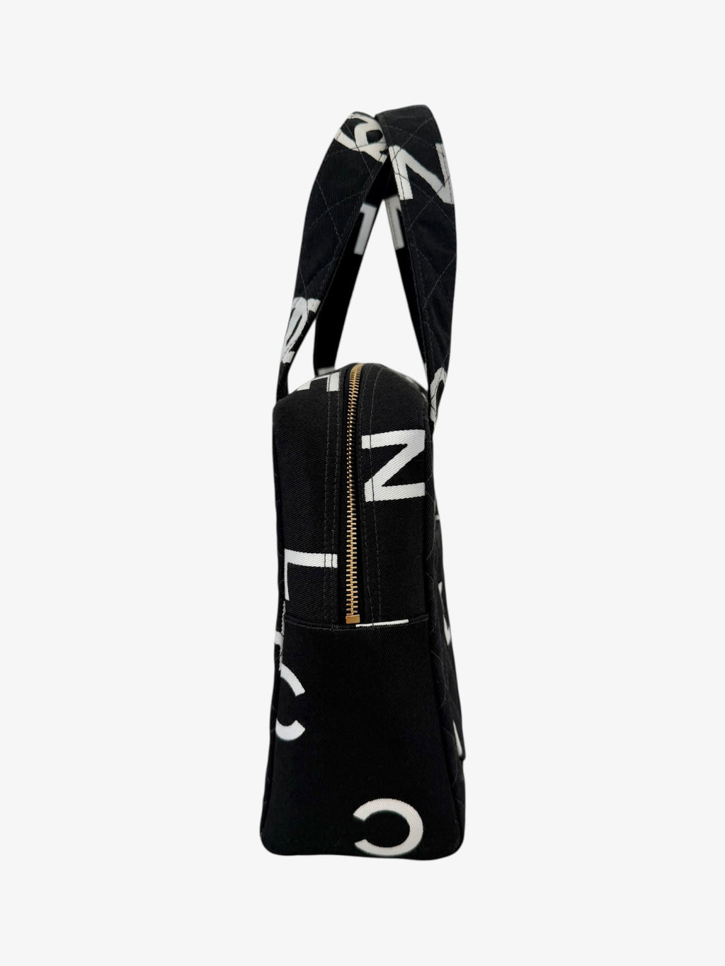 Chanel Quilted Logo Print Canvas Tote Bag