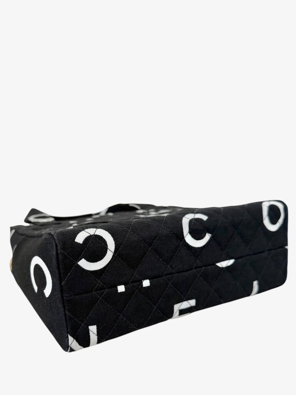Chanel Quilted Logo Print Canvas Tote Bag