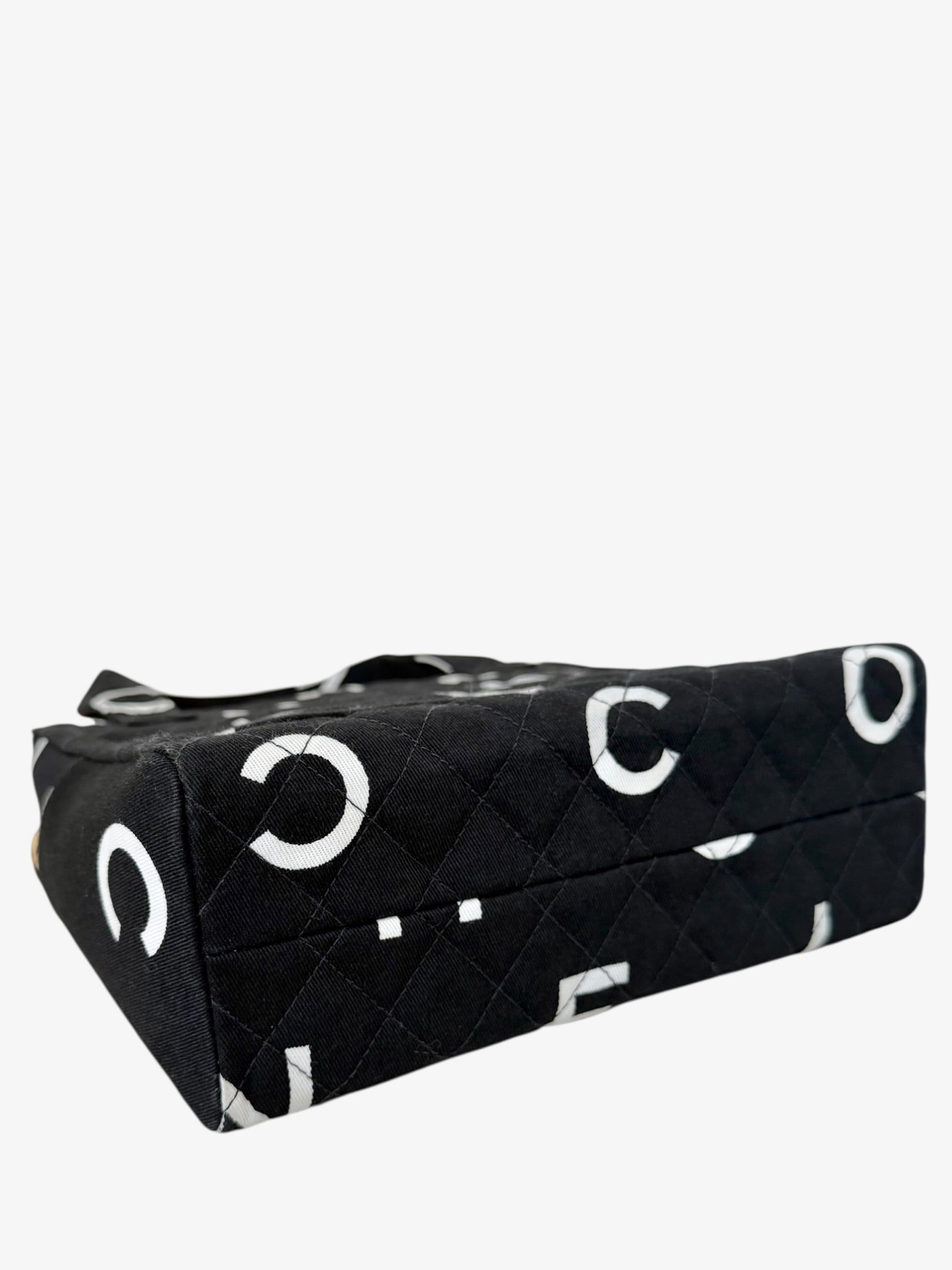Chanel Quilted Logo Print Canvas Tote Bag