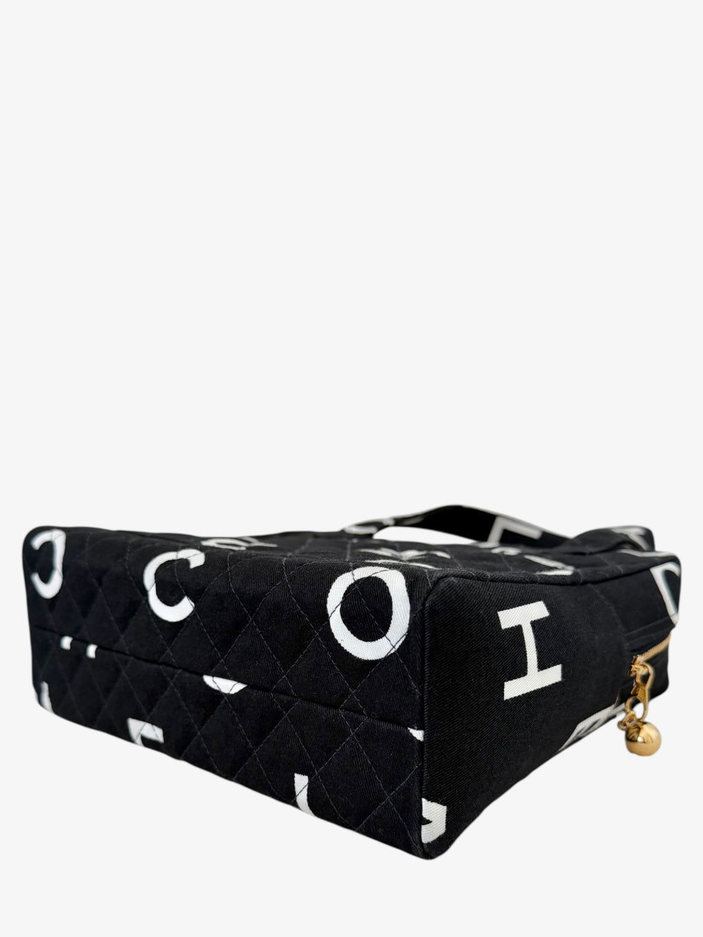 Chanel Quilted Logo Print Canvas Tote Bag