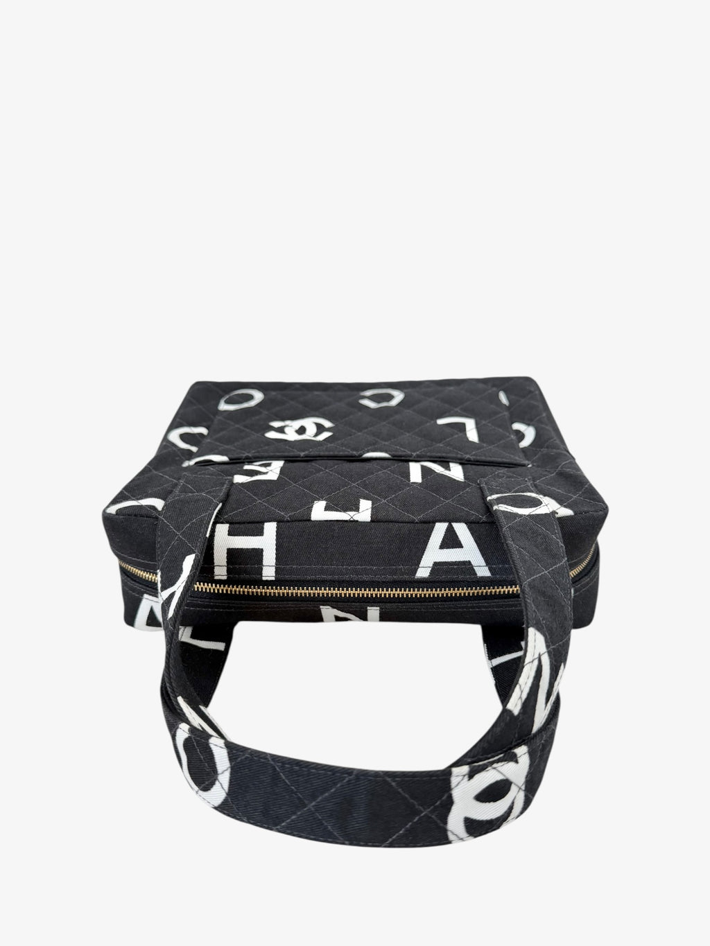 Chanel Quilted Logo Print Canvas Tote Bag