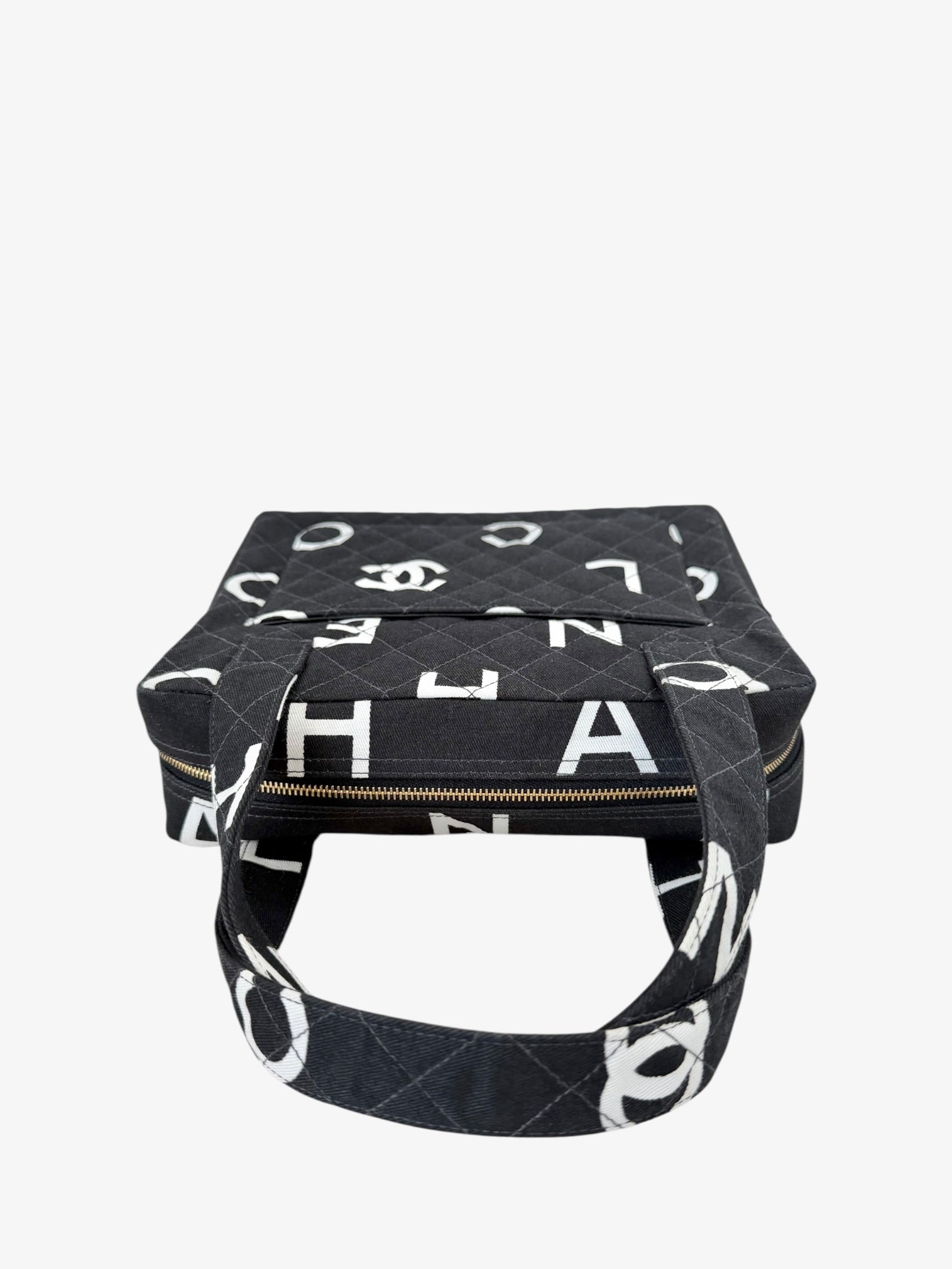 Chanel Quilted Logo Print Canvas Tote Bag