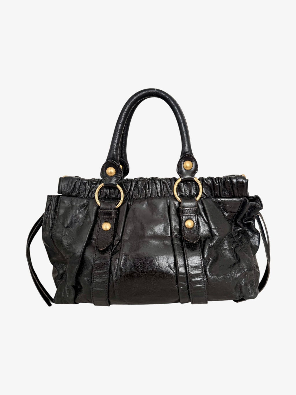 Miu Miu Vitello Lux Gathered Tote