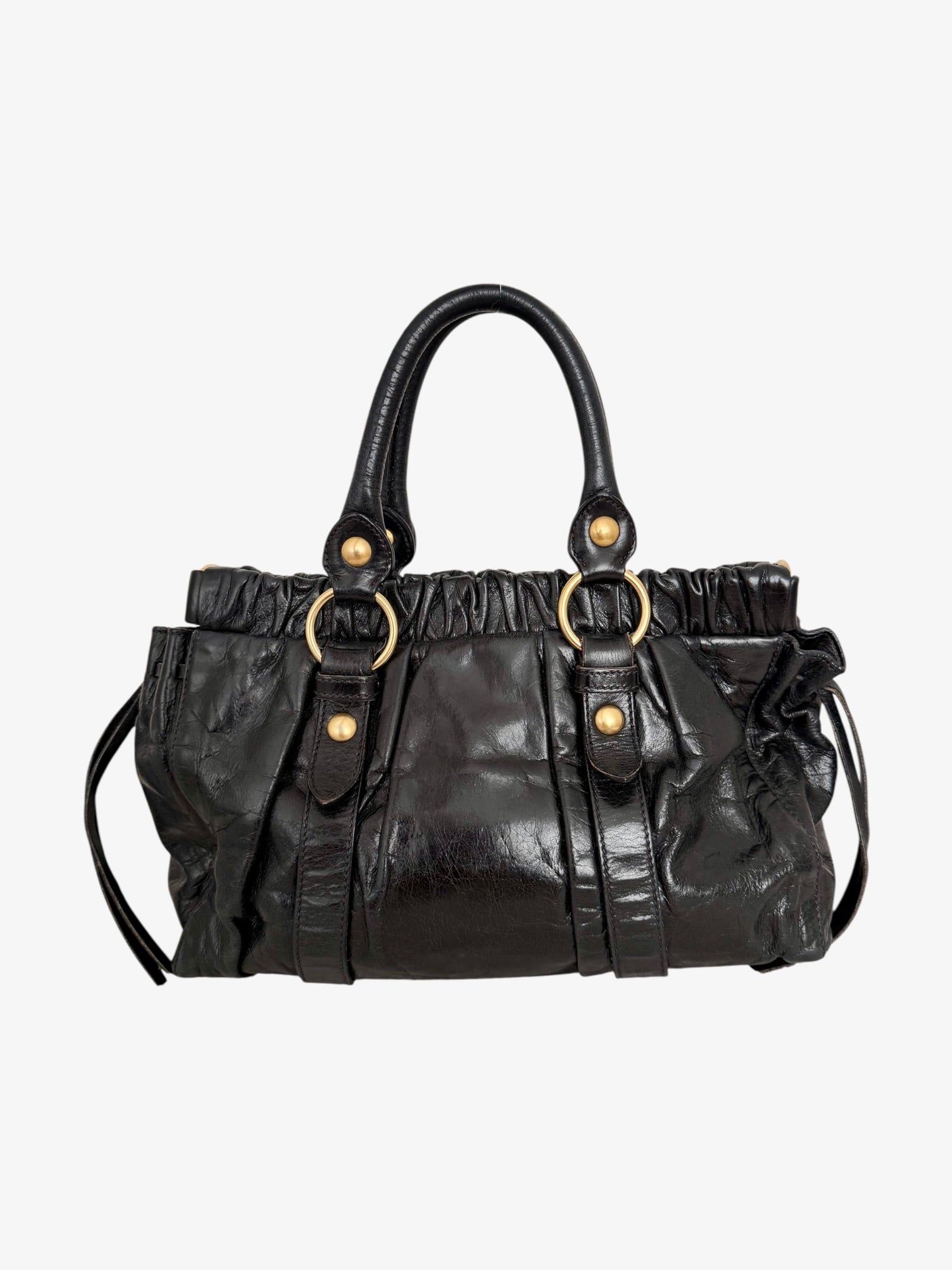 Miu Miu Vitello Lux Gathered Tote