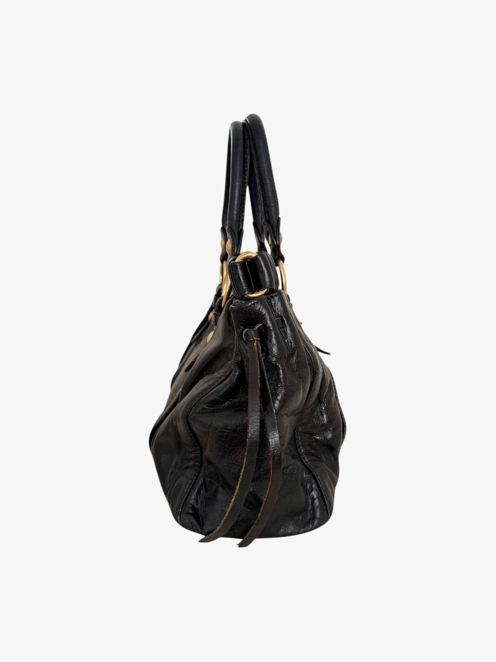 Miu Miu Vitello Lux Gathered Tote