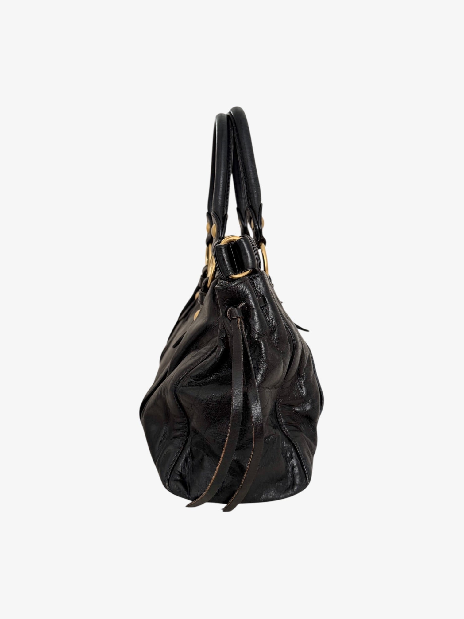 Miu Miu Vitello Lux Gathered Tote