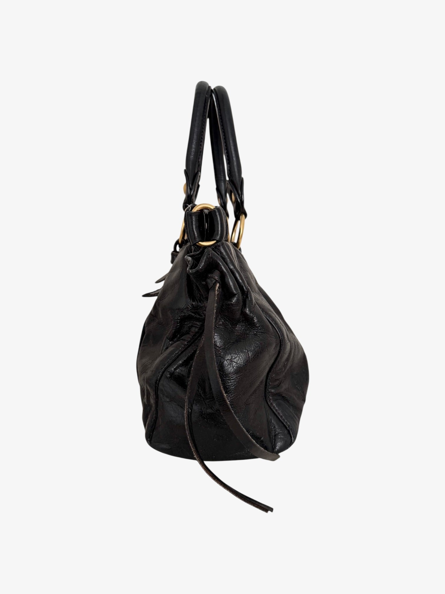 Miu Miu Vitello Lux Gathered Tote