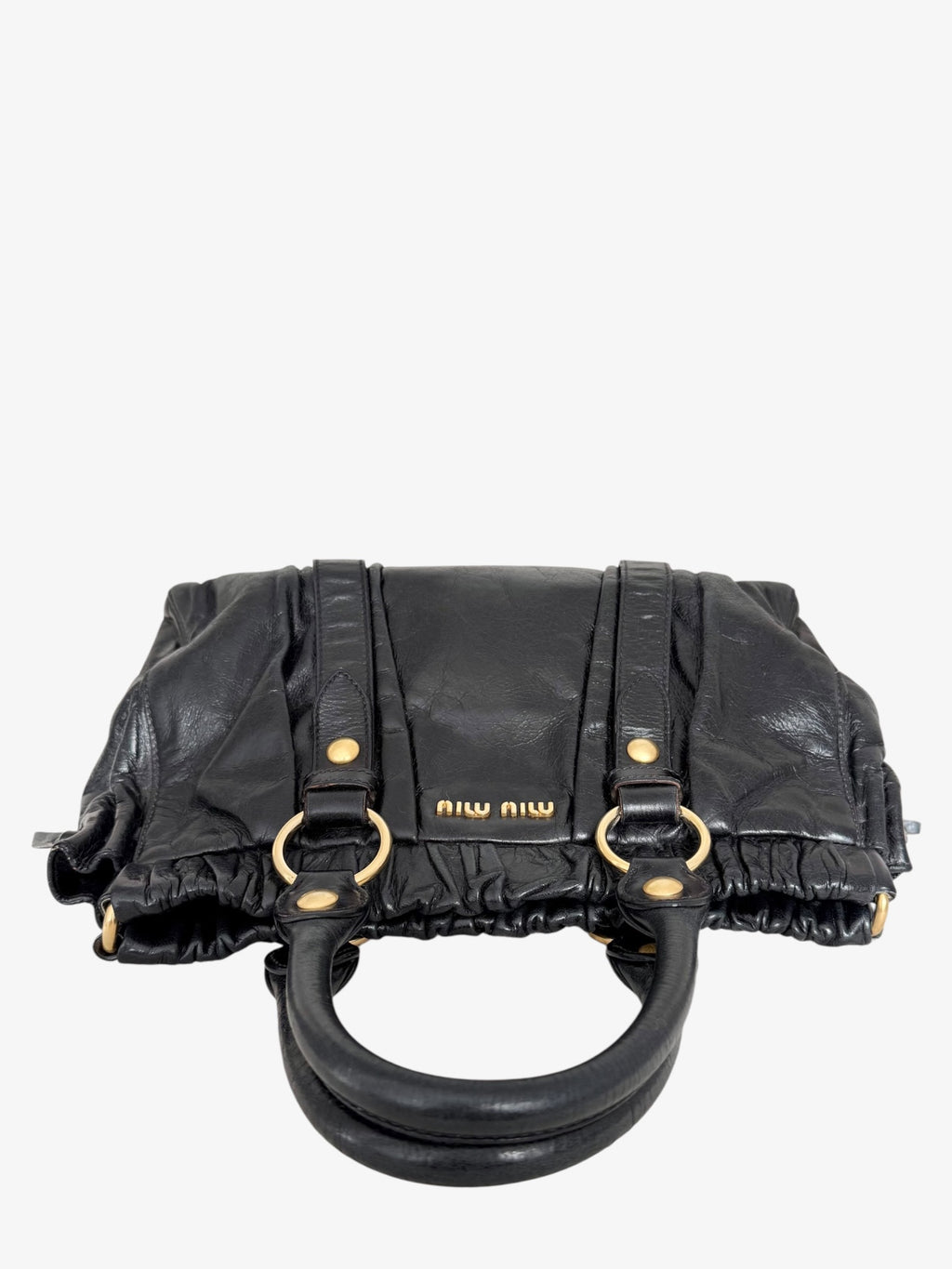 Miu Miu Vitello Lux Gathered Tote