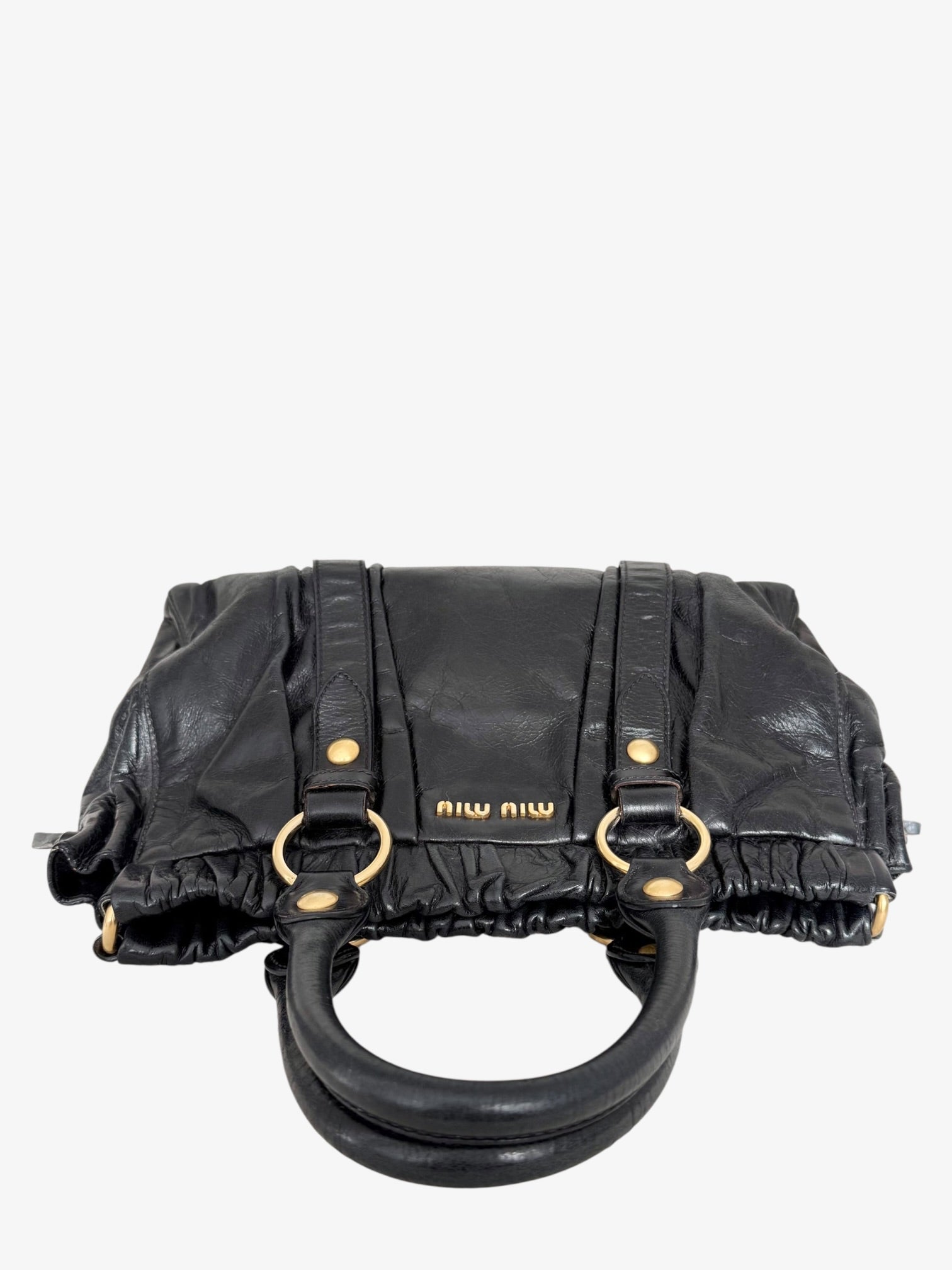 Miu Miu Vitello Lux Gathered Tote