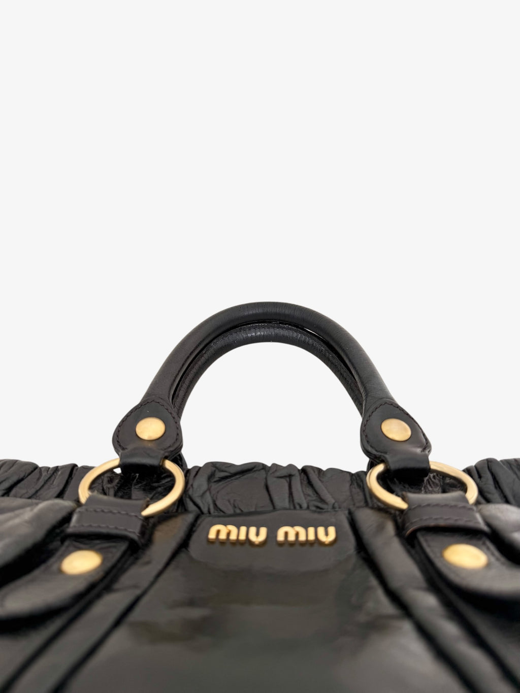 Miu Miu Vitello Lux Gathered Tote