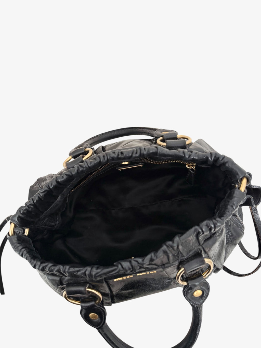 Miu Miu Vitello Lux Gathered Tote