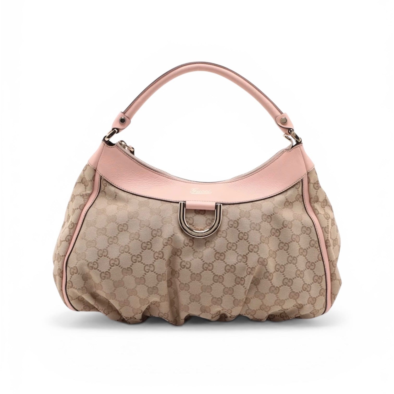 Gucci Pink GG Canvas Abbey D-Ring Hobo Bag