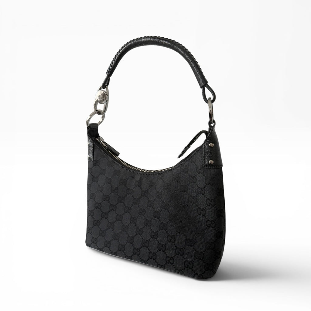 Gucci GG Canvas Hobo Black Shoulder Bag