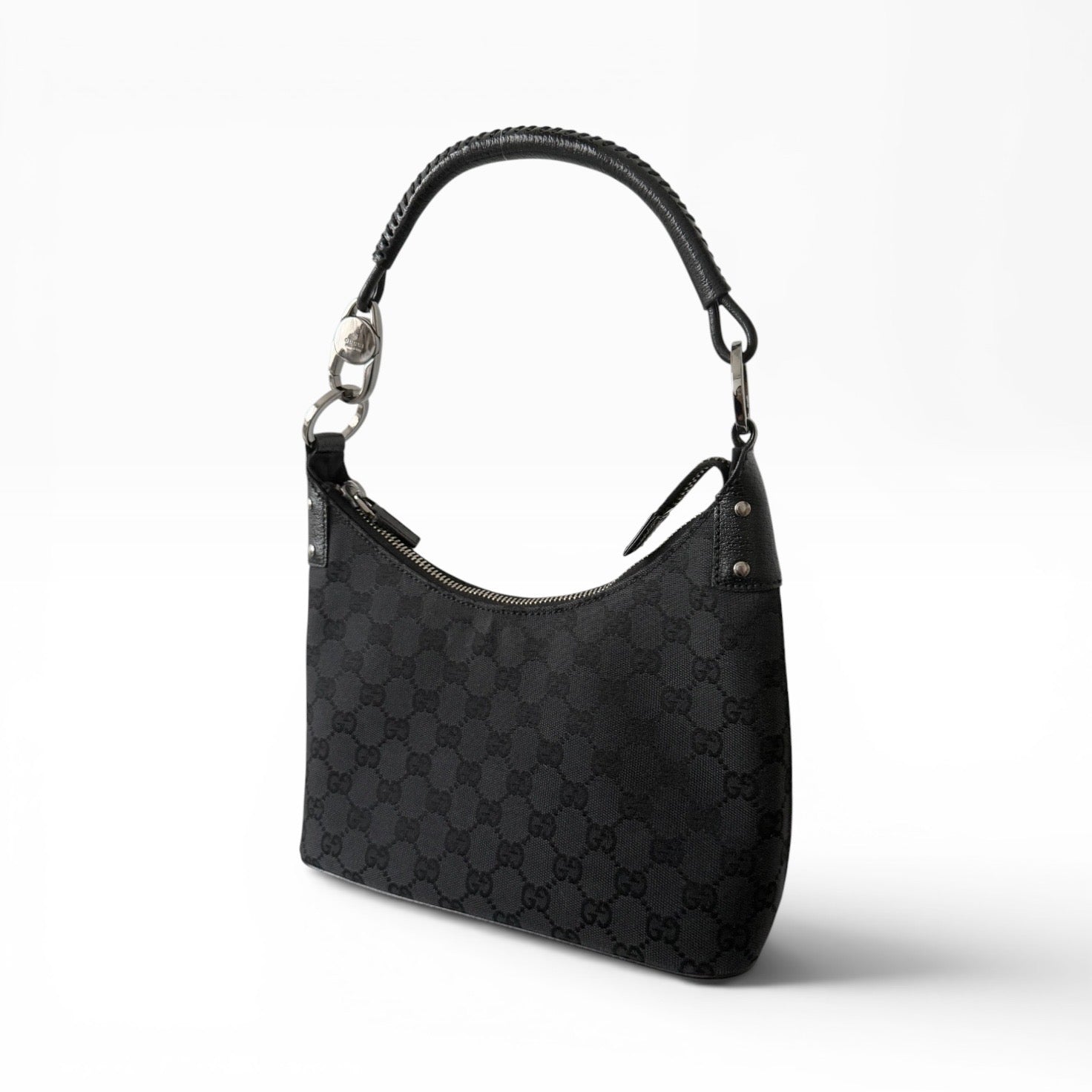 Gucci GG Canvas Hobo Black Shoulder Bag