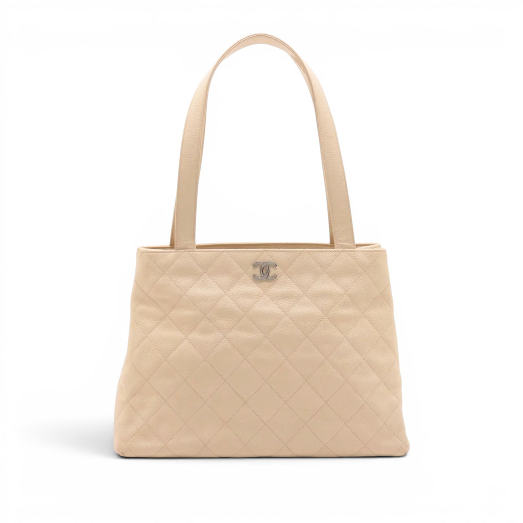 Chanel Matelasse Quilted Beige Tote Bag