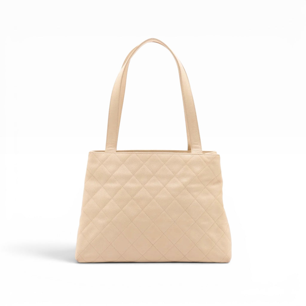 Chanel Matelasse Quilted Beige Tote Bag