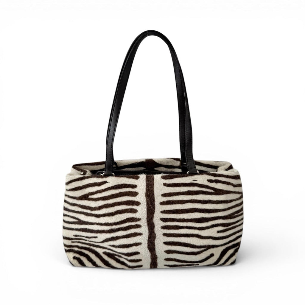 Prada Zebra Print Pony-style Calfskin Shoulder Bag