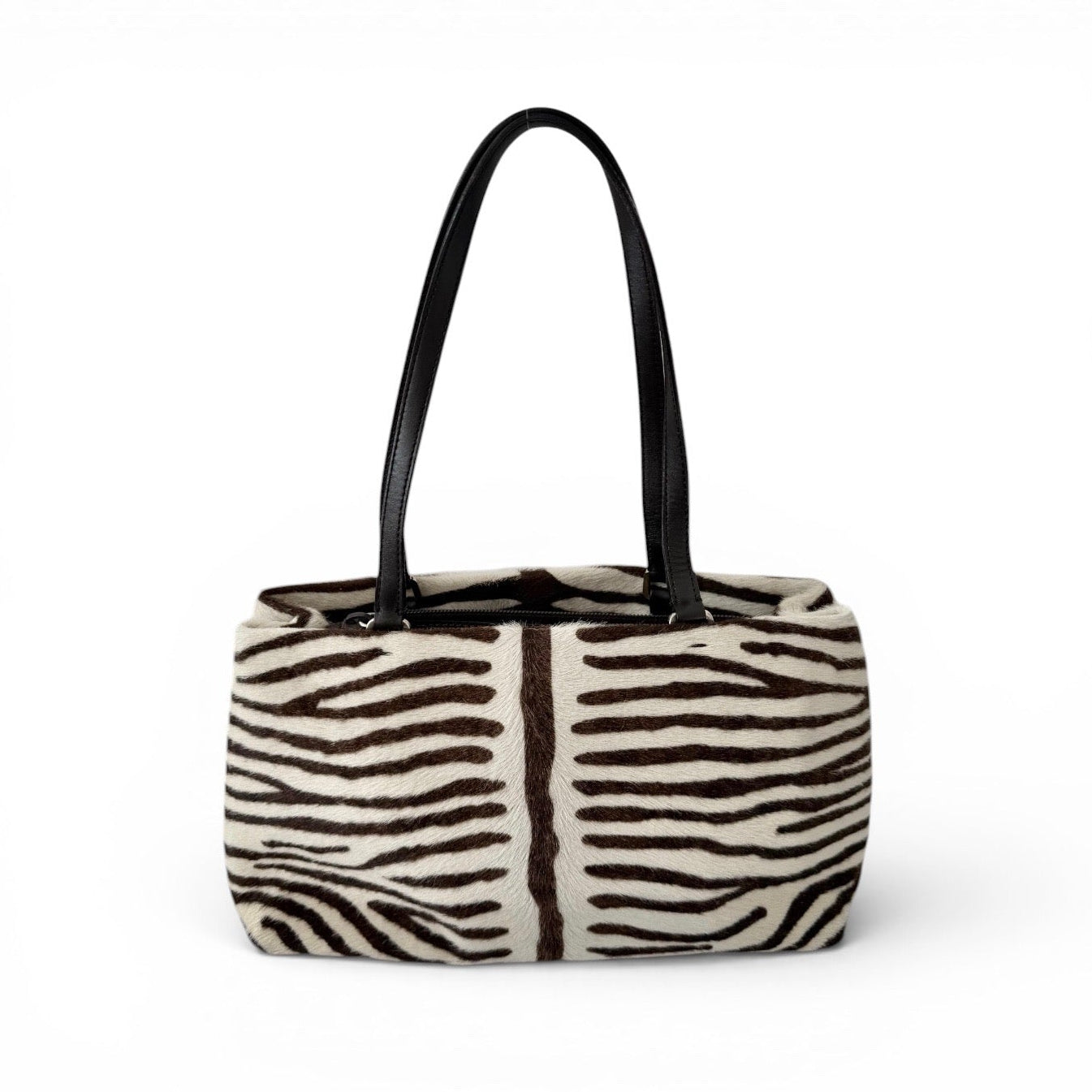 Prada Zebra Print Pony-style Calfskin Shoulder Bag