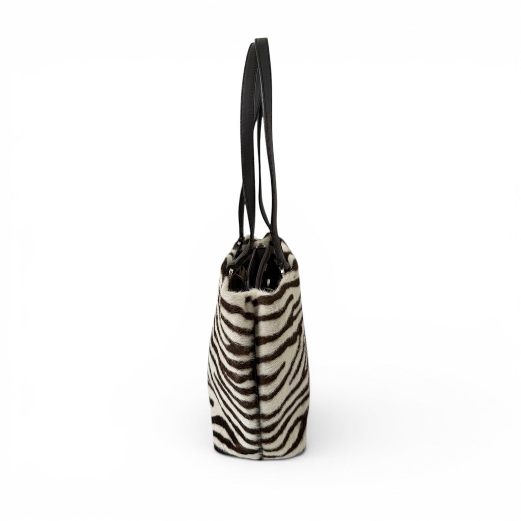 Prada Zebra Print Pony-style Calfskin Shoulder Bag