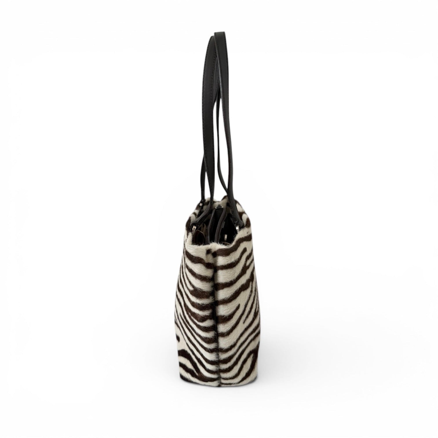 Prada Zebra Print Pony-style Calfskin Shoulder Bag