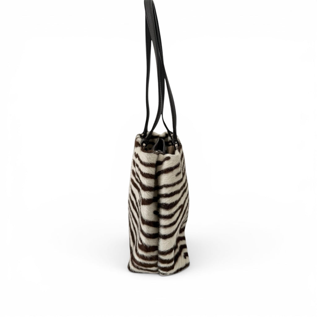 Prada Zebra Print Pony-style Calfskin Shoulder Bag