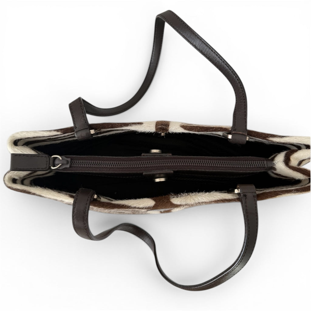 Prada Zebra Print Pony-style Calfskin Shoulder Bag
