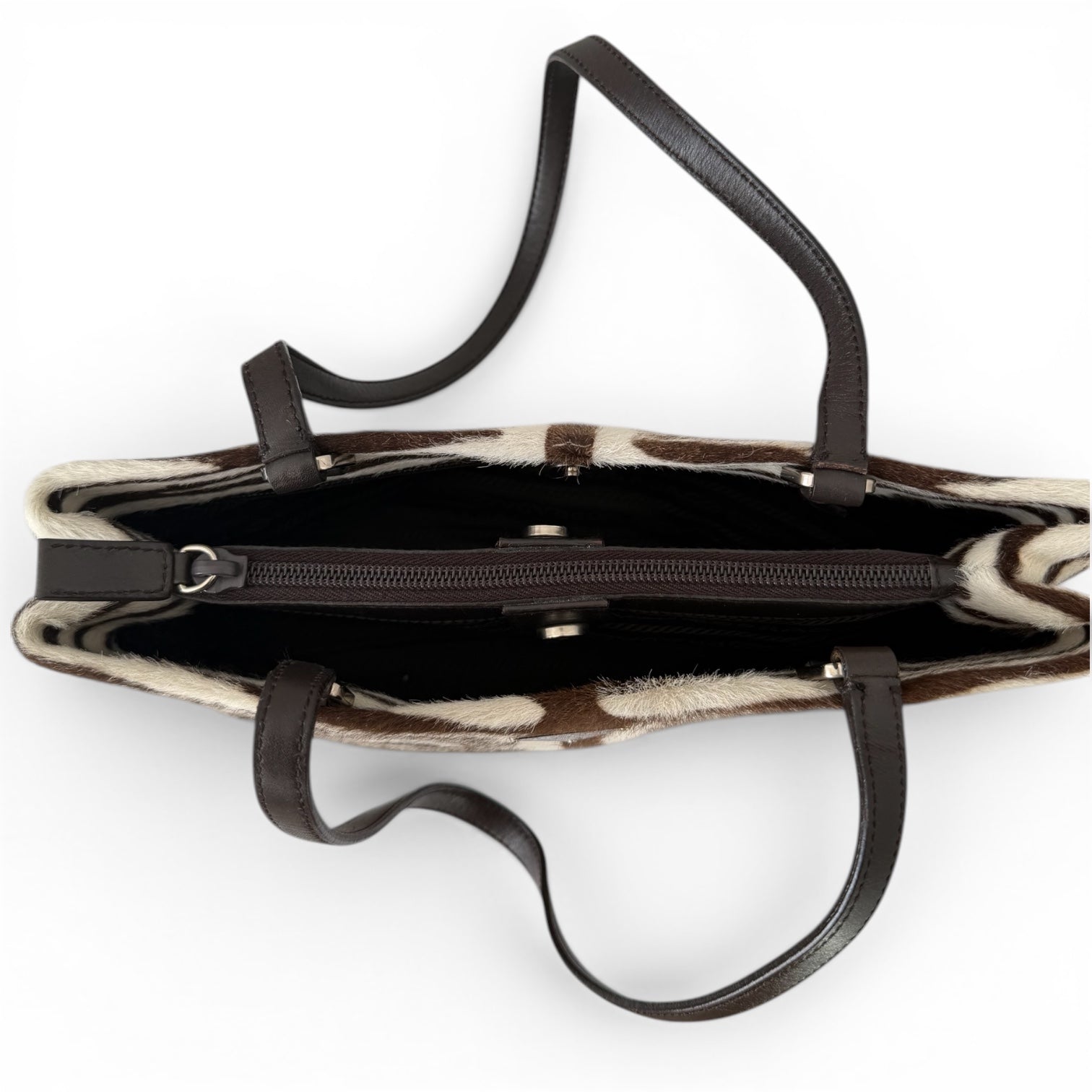Prada Zebra Print Pony-style Calfskin Shoulder Bag