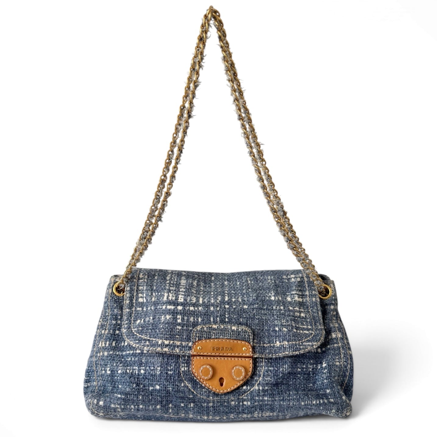 Prada Tela Tweed Flap Shoulder Bag