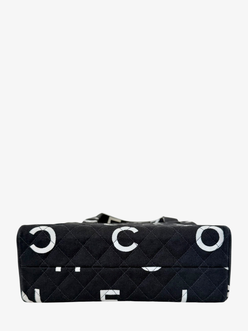 Chanel Quilted Logo Print Canvas Tote Bag