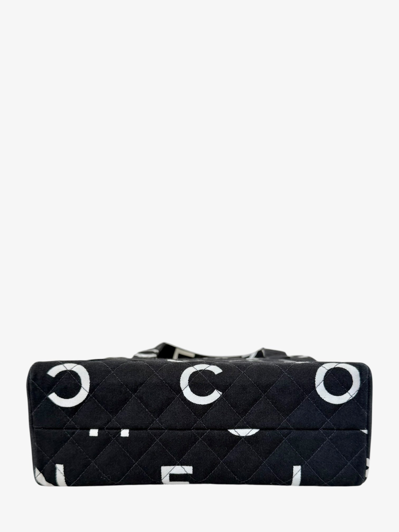 Chanel Quilted Logo Print Canvas Tote Bag