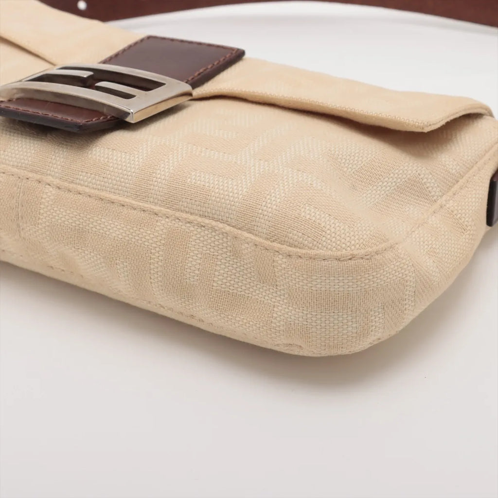 Fendi Cream Zucca FF Baguette