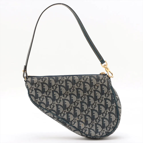 Christian Dior Navy Monogram Mini Saddle Pochette Bag