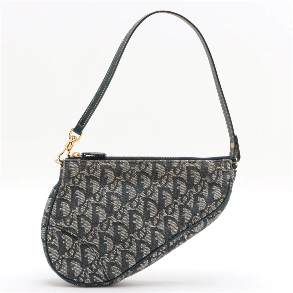 Christian Dior Navy Monogram Mini Saddle Pochette Bag