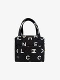 Chanel Quilted Logo Print Canvas Tote Bag
